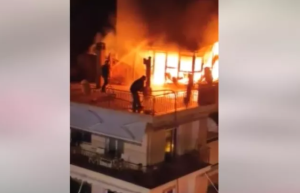 Σέρρες: Μεγάλη φωτιά σε ταράτσα οικοδομής, vid