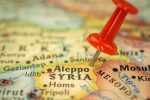 location-syria-aleppo-travel-map-with-push-pin-point-marker-closeup-asia-journey-concept