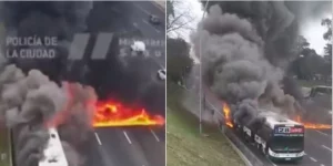 Δραματικό ΒΙΝΤΕΟ: Επιβάτες φλεγόμενου λεωφορείου τρέχουν να σωθούν να σωθούν