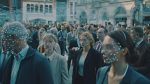 Advanced technology is being used to track a group of business people as they walk across a busy urban city street Generative AI and CCTV