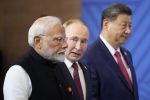 BRICS 2024 Summit in Kazan: Indian Prime Minister Narendra Modi, Russian President Vladimir Putin and Chinese President Xi Jinping