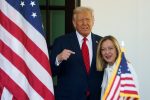 US President Donald Trump greets Italian Prime Minister Giorgia Meloni