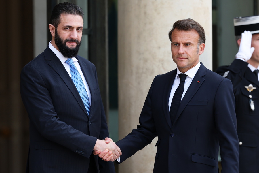 French President Macron receives Syria interim leader Ahmed Al-Charaa