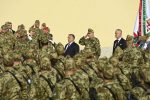Hungarian Prime Minister Viktor Orban with soldiers