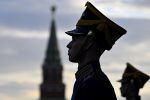 Russian guards of honour stand at their positions
