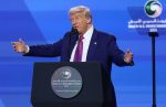 US President Donald Trump gives a speech
