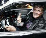 US actor David Hasselhof drives his legendary Knight Rider