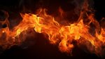 Blazing flames on a dark background