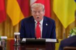 United States President Donald J Trump speaks during a meeting