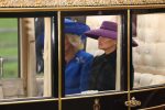 Britain's Queen Camilla (L) and US First Lady Melania Trump (R)