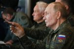Russian President Vladimir Putin supervises
