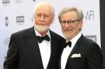 John Williams (L) arrives with US director Steven Spielberg