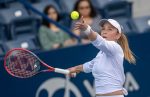 Croatian tennis player Donna Vekic in action against Chinese player Lin Zhu,