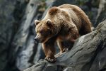Photorealistic view of wild bear in its natural habitat