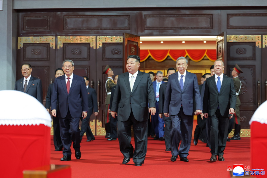 North Korean leader Kim Jong Un, Chinese Premier Li Qiang, Vietnamese Communist Party General Secretary To Lam and Russian Security Council Deputy Chairman Dmitry Medvedev
