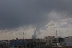 Smoke rises following an Iranian drone attack on Erbil airport in Erbil, Iraq, 28 February 2026.