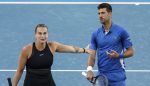 Aryna Sabalenka of Belarus and Novak Djokovic