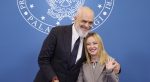 Italian Prime Minister Giorgia Meloni (R) and Albanian Prime Minister Edi Rama