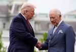 US President Donald Trump welcomes Britain's King Charles III