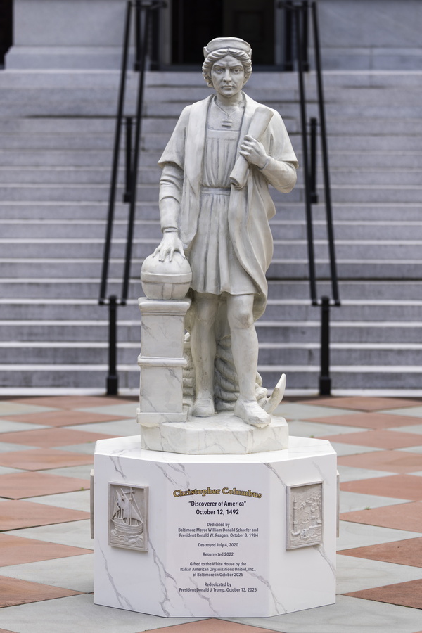 Christopher Columbus statue installed on White House grounds