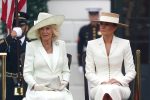 First lady Melania Trump (R) and BritainÕs Queen Camilla (L)