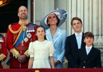 Britain’s Prince William, Princess Charlotte, Princess Catherine, Prince George, and Prince Loui