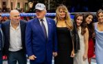 US President Donald Trump (3-L), first lady Melania Trump (5-R), UFC CEO