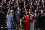 Spanish National team's players present the FIFA World Cup winner's trophy to the Spanish Royal Family