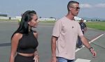 Cristiano Ronaldo (R) of Portugal accompained by his girlfriend Georgina Rodriguez