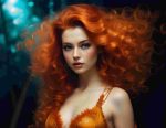 curly red hair woman pixabay AI